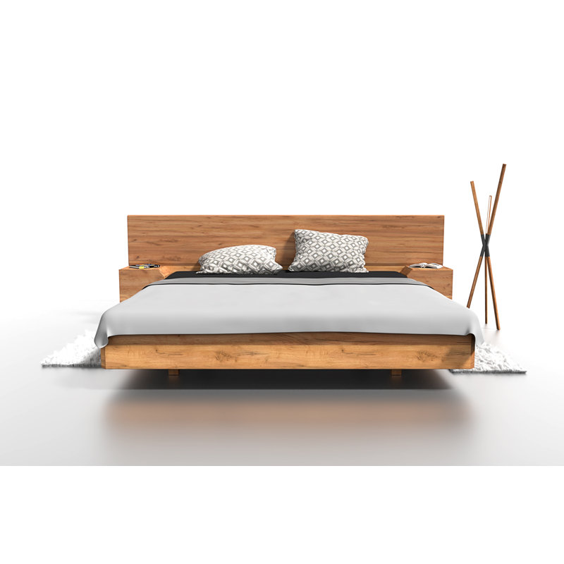 Bed MUTOMBO Solid Wood, Ash Brown, European Double (140 x 200cm)