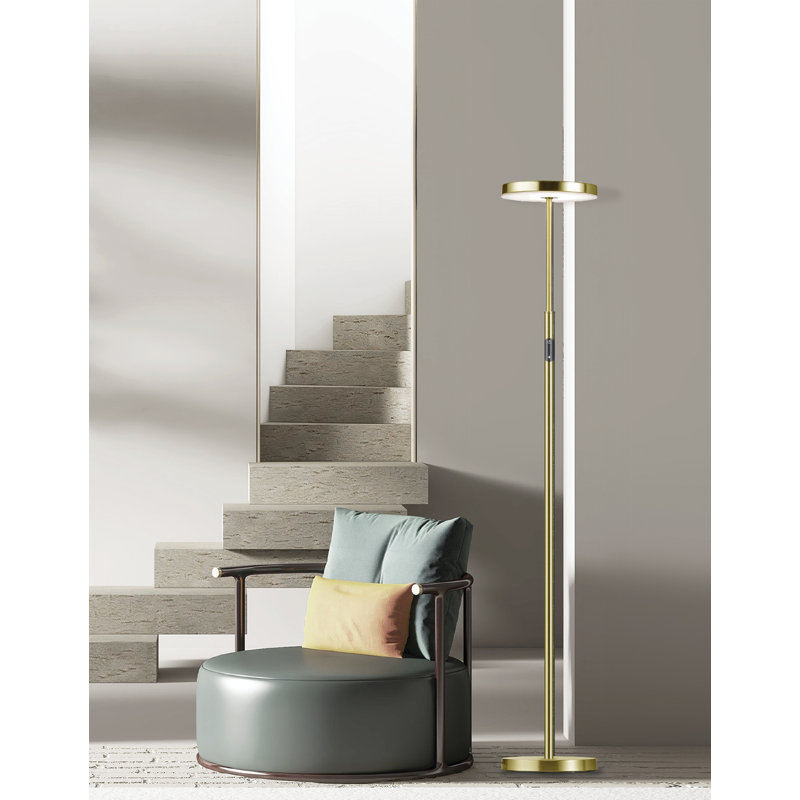 Lampe sur pied Francine - 30 W - Diffuseur en acrylique blanc, Laiton vieilli