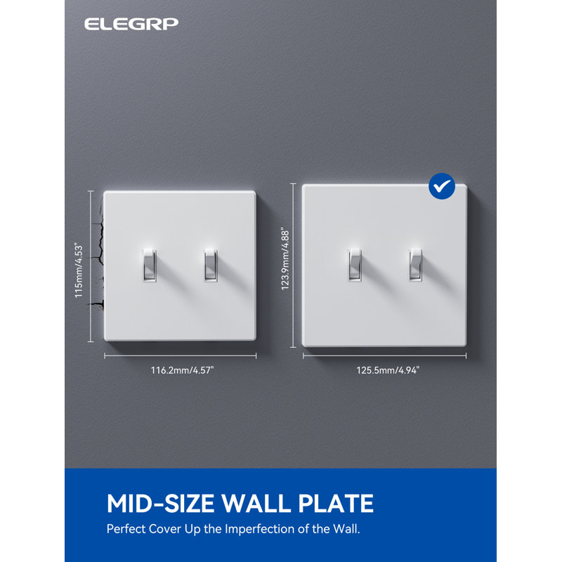White 2-Gang Screwless Plastic Toggle Wall Plate Cover