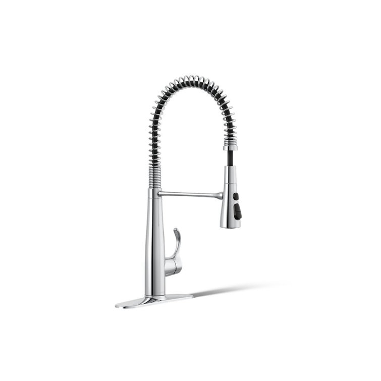 Kohler Simplice Single Handle Semi-Professional Pre-Rinse Kitchen Sink Faucet with Three-Function Pull Down Sprayer