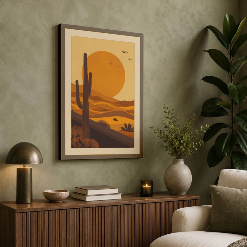 Desert Under Stars Rustic - Wrapped Canvas, 36x24 - 91.4 x 61.0 cm, Sage Border