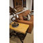 Chiseled Rectangular Peach Travertine Top Side Table: Hand-forged Iron Base - Mexports By Susana Molina