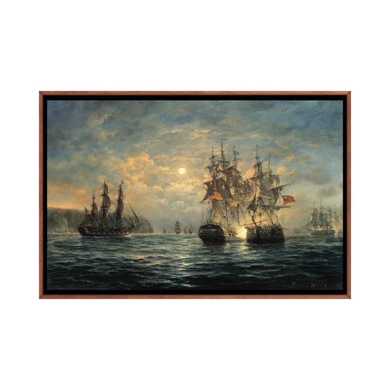 Engagement Between The "Bonhomme Richard" And The "Serapis" Off Flamborough Head, 1779 by Richard Willis - Painting on Canvas