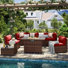 Ensemble de conversation modulaire en rotin pour 6 personnes avec coussins