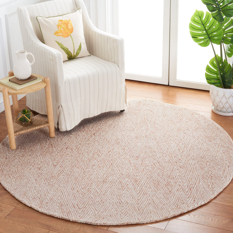 Jatyra Hand Tufted Wool/Cotton Jatyra Rug in Ivory/Brown, Round 6'