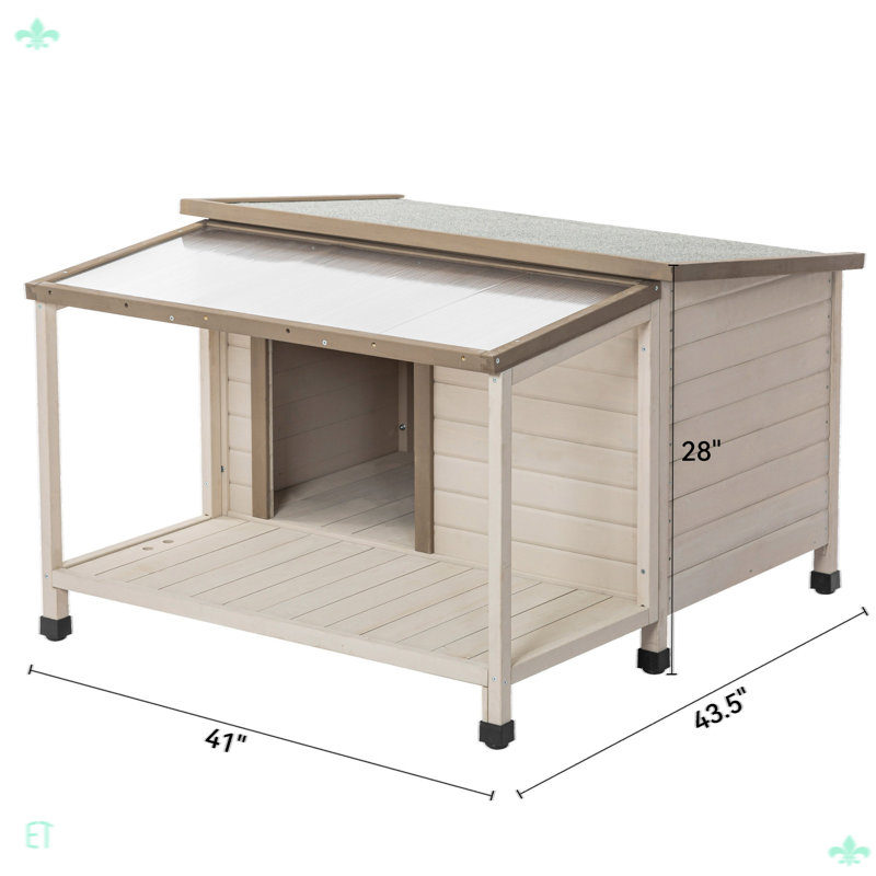 Niche pour chien d'extérieur en bois de sapin avec un toit ouvert, idéale pour les petits et moyens chiens