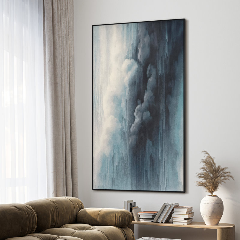 Très grand art mural imprimé sur toile - Paysage abstrait neutre moderne pour la décoration d'une œuvre d'art contemporaine de salon ou de chambre à coucher - «Assemblage requis du cadre (cadre non fini)»