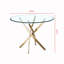 Table de salle à manger ronde contemporaine en verre transparent avec pieds en acier inoxydable-2119886586