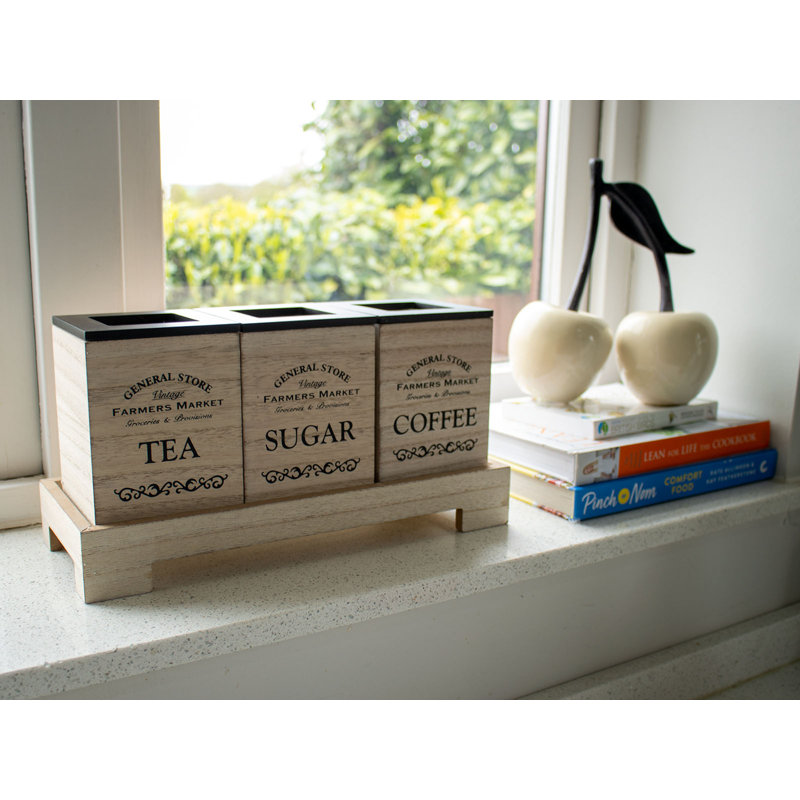 Manufactured Wood Jar - Set of 3, Brown