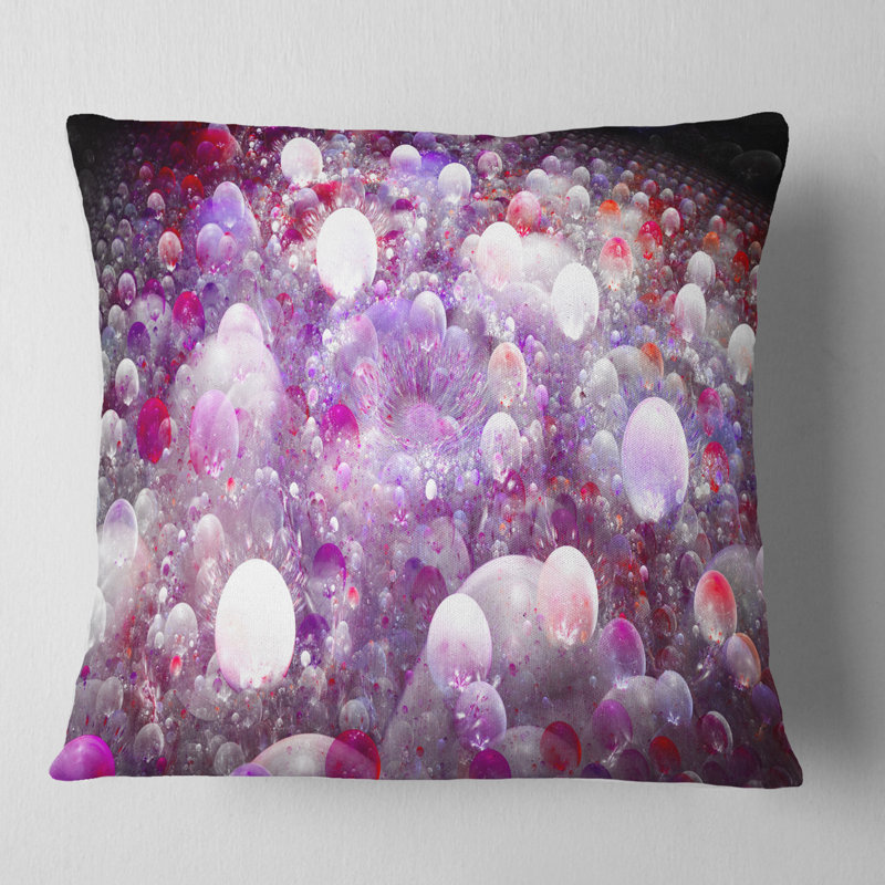 Fractal Molecule Motif - Coussin imprimé abstrait, 18 po x 18 po, Mauve, Coussin décoratif