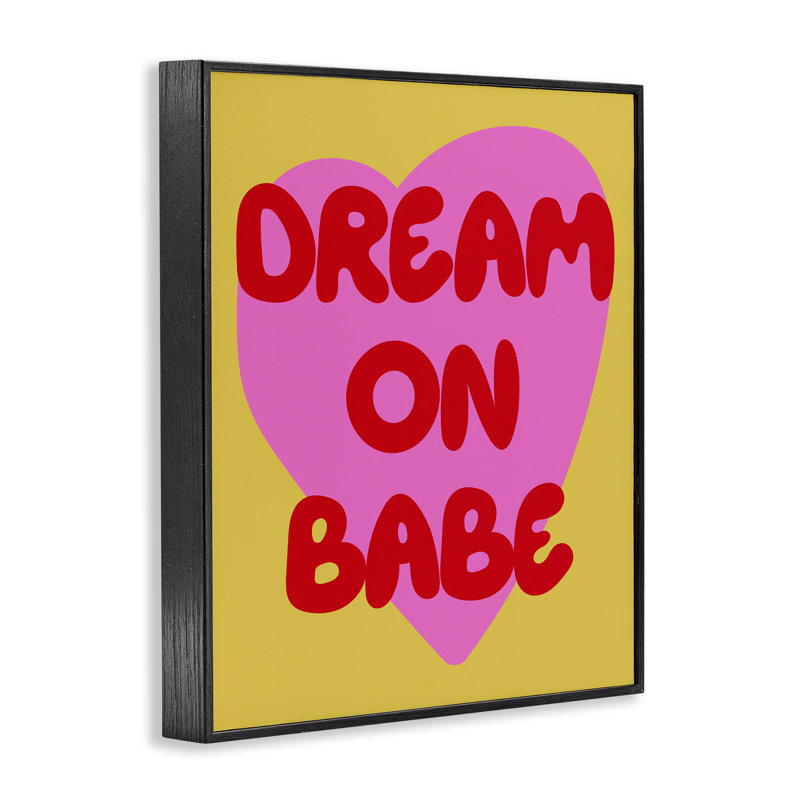 «Dream On Babe» sur giclée jaune encadrée, design par House of Lulu, H 14 po x l 11 po, Giclée encadrée noir minuit