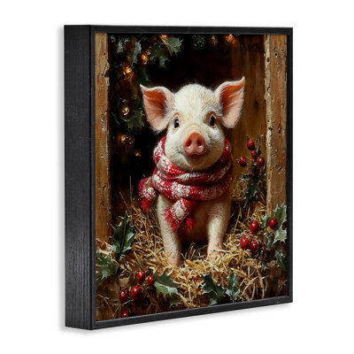 Cochon avec guirlandes des Fêtes, estampe numérique, conception de Riley B
