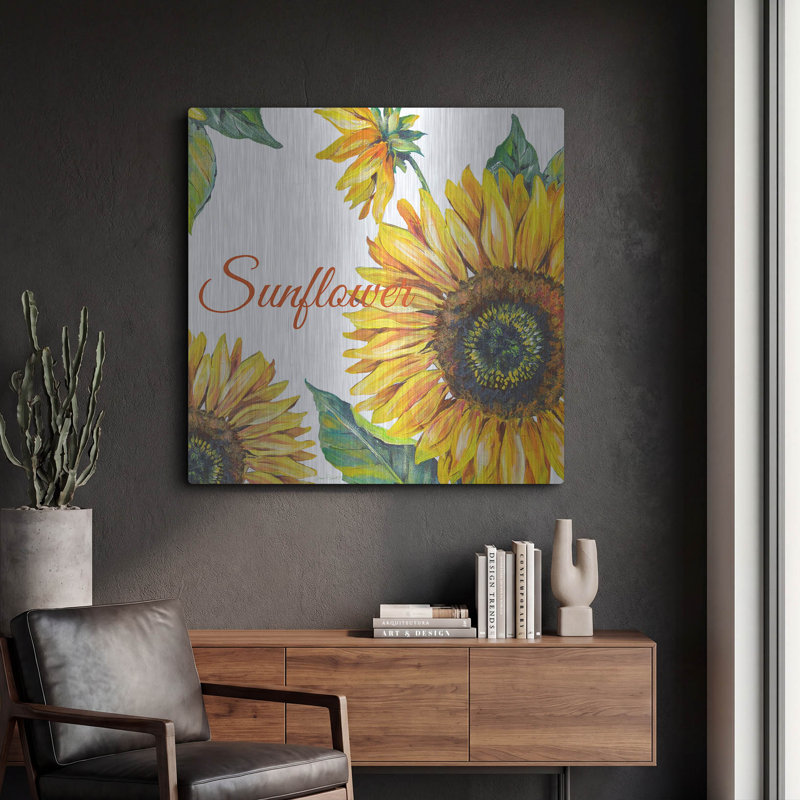  «Sunflower» par Jean Plout, art mural en métal, 36 po x 36 po, 36 po x 36 po
