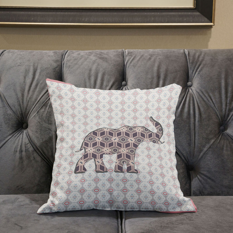 Geometric Outdoor Reversible Throw Pillow, White/Pink/Brown, 18" x 18"
