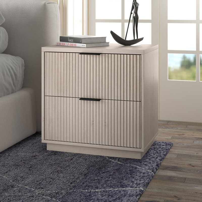 Mayler 23.63cm W Manufactured Wood Bedside Table, White 