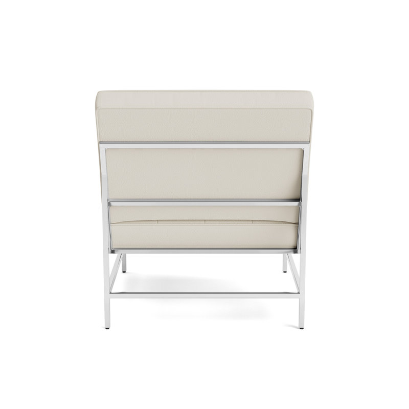 Major Leather Chair, Polished Stainless Steel, Greenwich Performance Leather - Cream