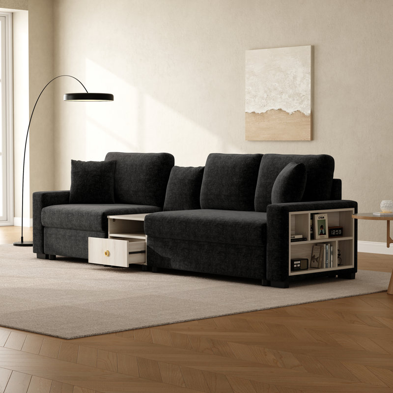 Canapé rembourré Calvera, Noir, L 111,8 po x P 31,1 po x H 32,3 po
