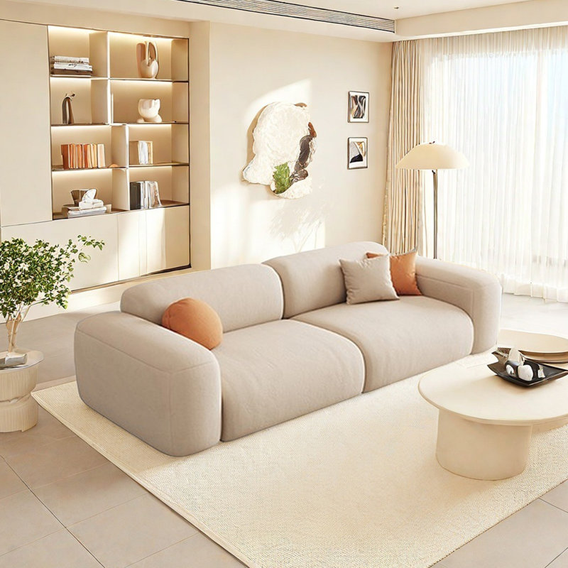 Canapé moderne simple de style crème, H 28,34 po x l 110,23 po x P 39,37 po