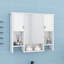 Armoire à pharmacie de salle de bain 35 po x 28 po, armoire de rangement murale avec miroir, tablette ouverte, armoire latérale et barre à serviettes-636558870