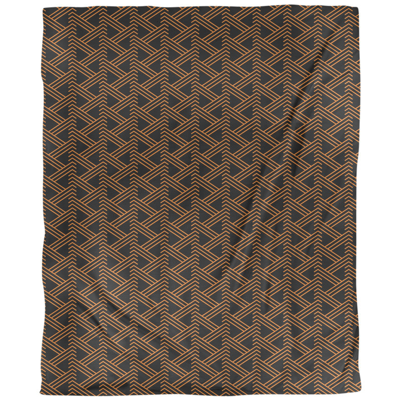Tissu zag zig, Noir / Orange, L 54 po x l 36 po, Lin naturel paloma