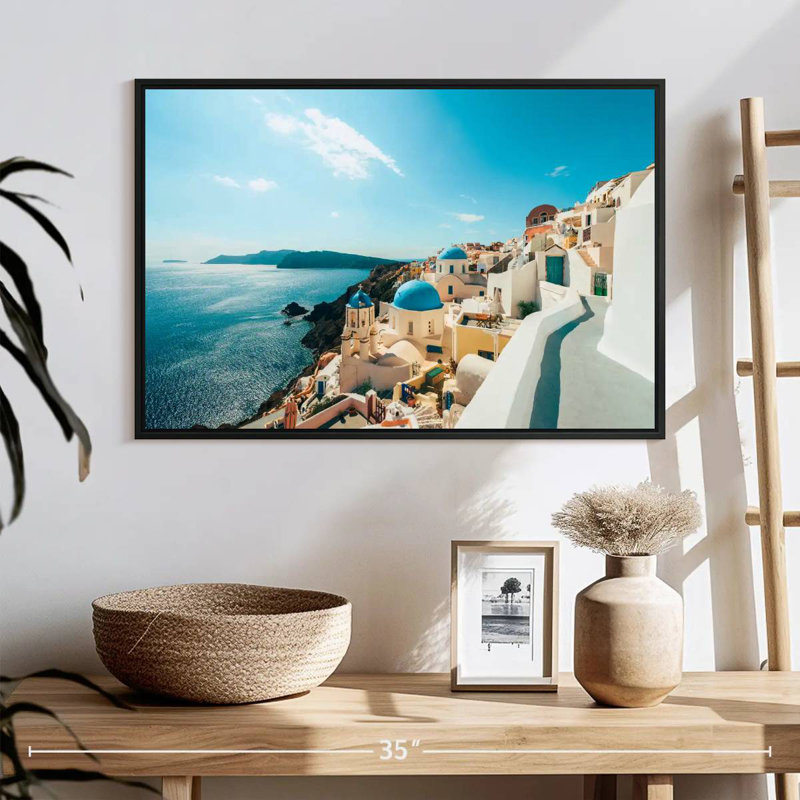 Oia Santorini Grèce, 25 po x 17 po, Cadre flottant noir
