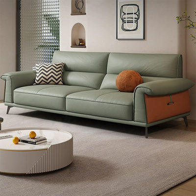 Green Genuine Leather Standard Sofa cushion Loveseat