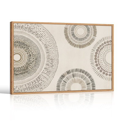Tableau sur toile à motif de points concentriques bruns et gris