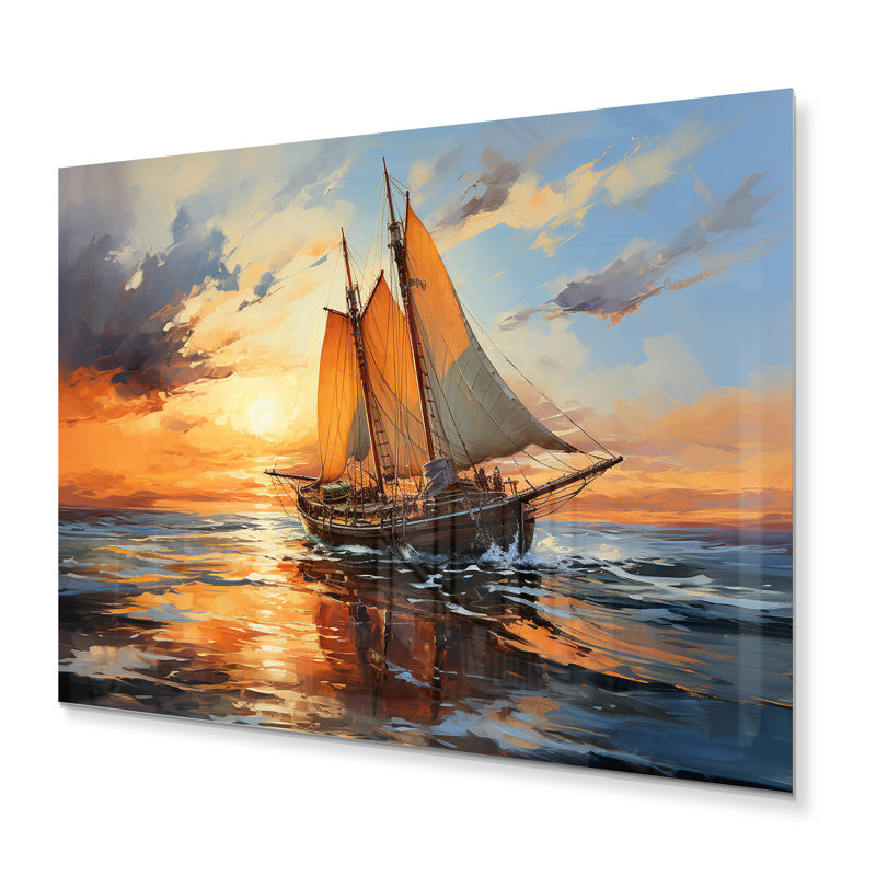 Boat Expressive Seascapes I - Impression sans cadre sur métal, H 30 po x l 40 po x P 1 po