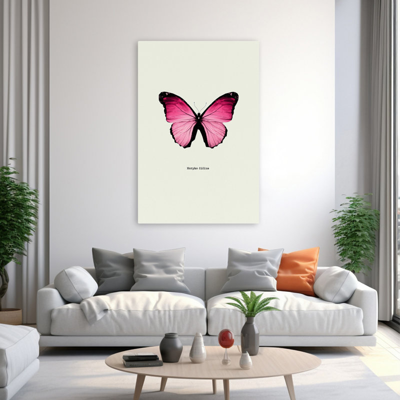 Papillon rose - Art avec papillons, H 60 po x l 40 po