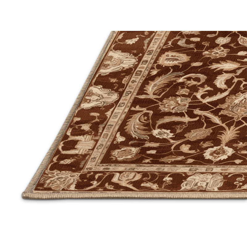 Tapis brun lavable à la machine, Rond 5 pi