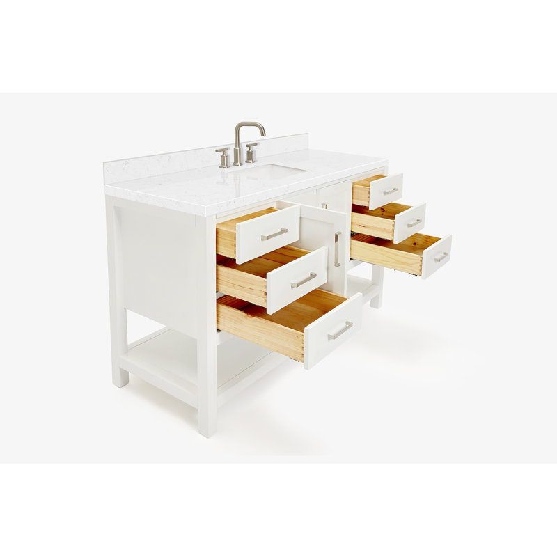 ARIEL Magnolia 60 Single Sink Bathroom Vanity with Top, White