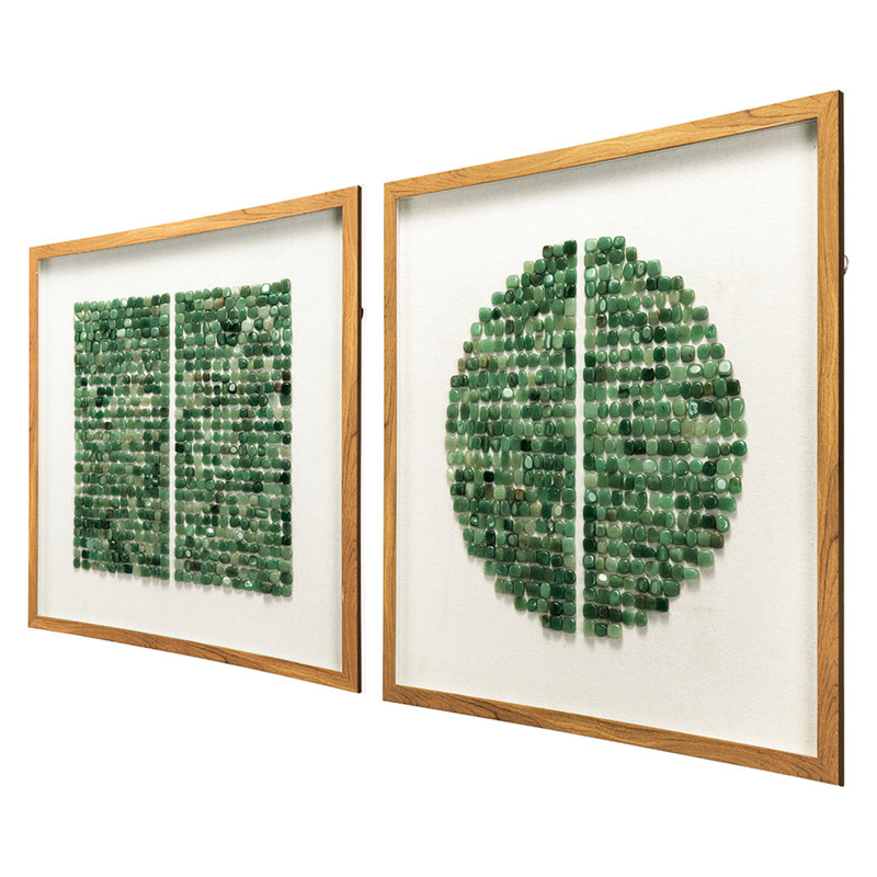 Art mural 23,5 po X - de 2 boîtes d'ombre en pierre rehausse le décor avec 40% de couleur, 15% d'art en verre transformant l'espace 23,6 po x 23,6 po x 1,2 po