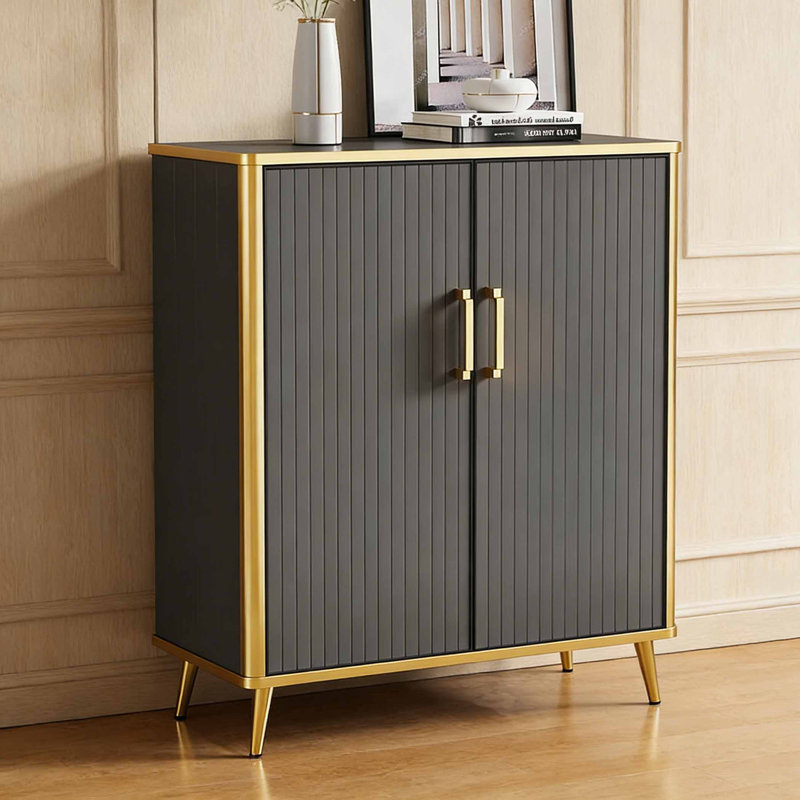 Armoire à chaussures de style américain, Gris, H 39,37 po x l 31,5 po x P 14,17 po