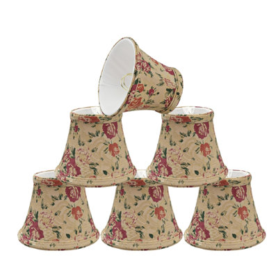 Abat-jour en jacquard à candélabre en tissu texturé H 4 po en beige/rouge