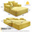 Chaise longue moelleuse en velours côtelé jaune avec 3 coussins de rangement sans cadre