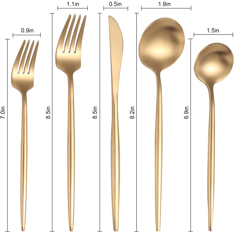 Ensemble de couverts 20 pièces, service pour 4, Or