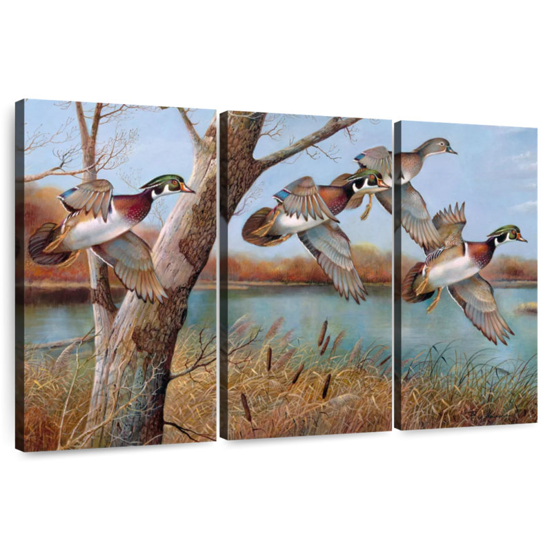Brampt volant des canards en bois, H 42 po x l 65 po