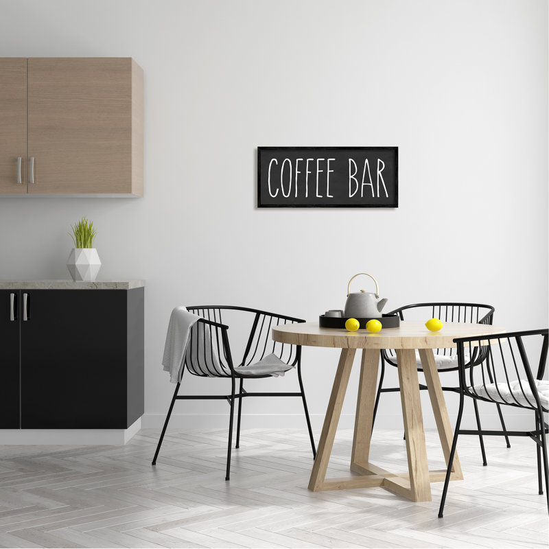 Enseigne de cuisine café café texte décontracté, Giclée encadrée noir minuit, H 10 po x l 24 po x P 1,5 po