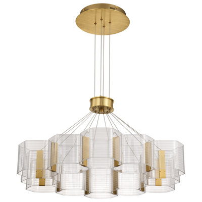 Kenzo - LED Chandelier - Polished Anodized Bronze Finish - Light Guide Panel