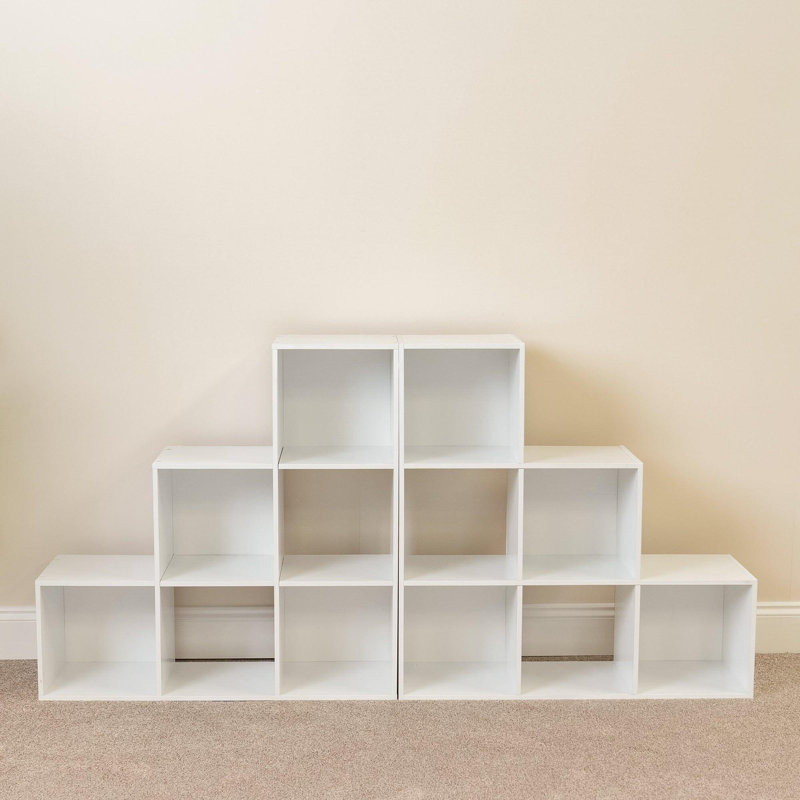 12 Cube Bookcase Ladder Storage Unit - White - Two 6 Cube Units