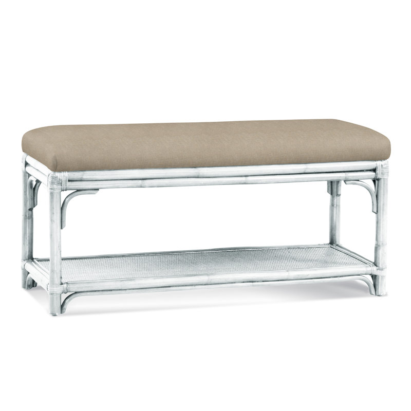 Banc de rangement en osier Summer Retreat, Blanc givré, Avoine Crypton Performance; 0822-74