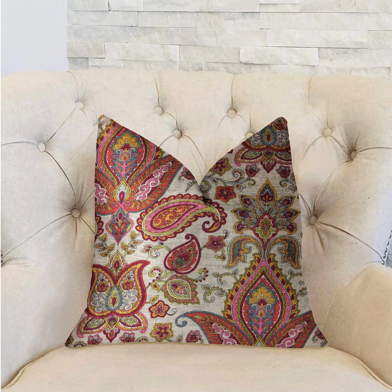 Coussin de luxe Tulip Safari, 26 po x 26 po, Rouge / Crème, Oreiller européen