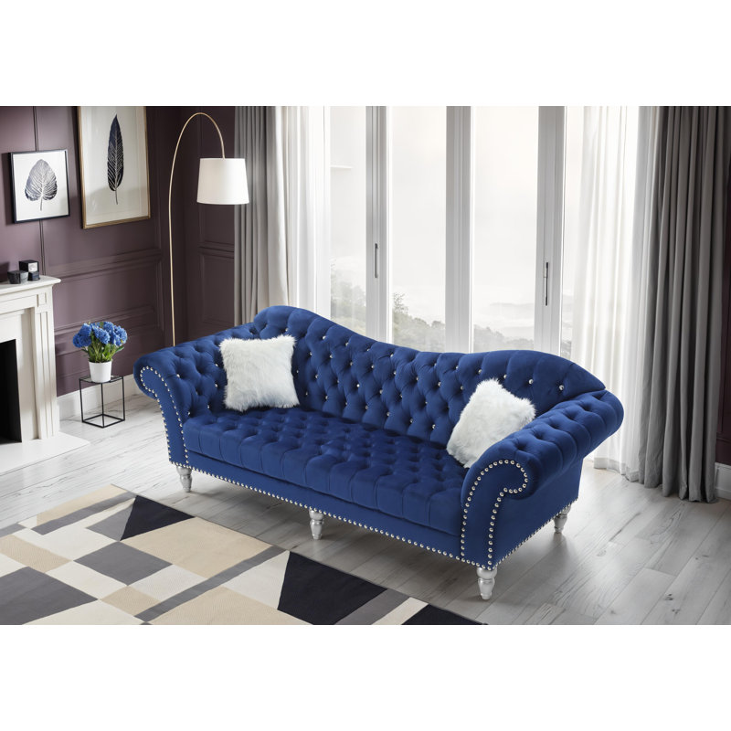 Canapé en velours Monieke, Bleu