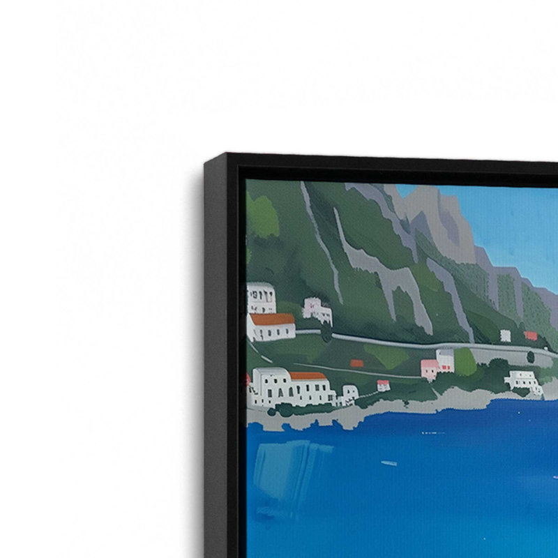 Amalfi Blue Horiz, H 33 po x l 49 po, Cadre flottant, Noir satiné