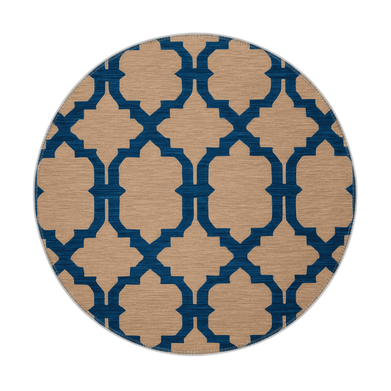Tapis intérieur et extérieur beige Trellis, Rond 5 pi