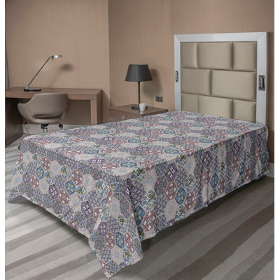 Ambesonne Floral Top Flat Sheet Garden Flowers Art