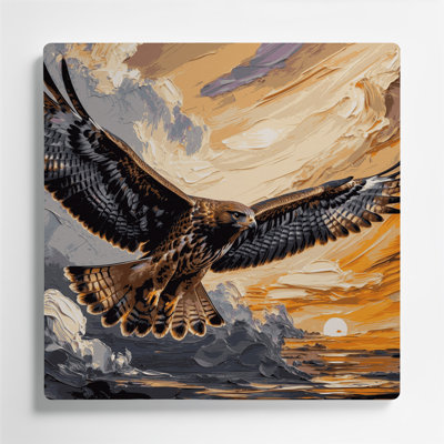 Birds Red tailed Hawk Brown Metal Wall Art
