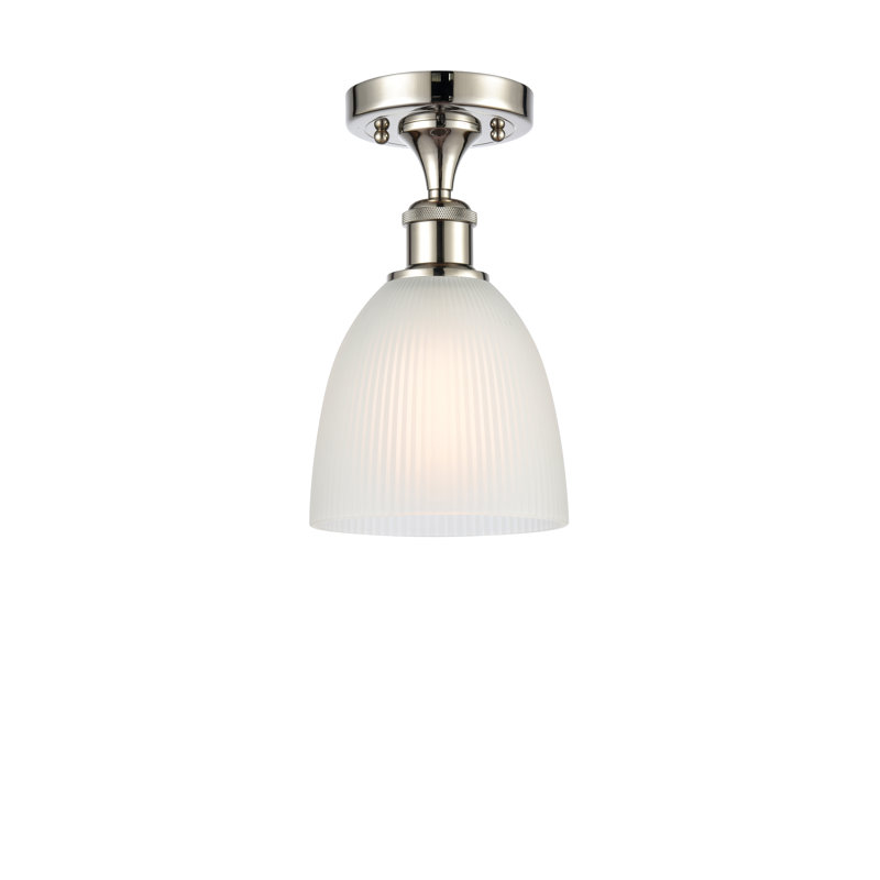 Plafonnier semi-encastré 1 lumière Madelina, Blanc, Ampoule non incluse, Nickel poli