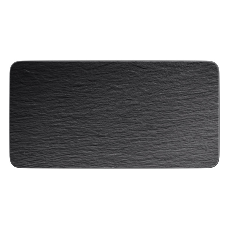 Black Textured Ceramic Rectangular Serving Tray
