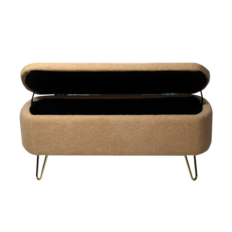 Banc de rangement en fausse fourrure Camel